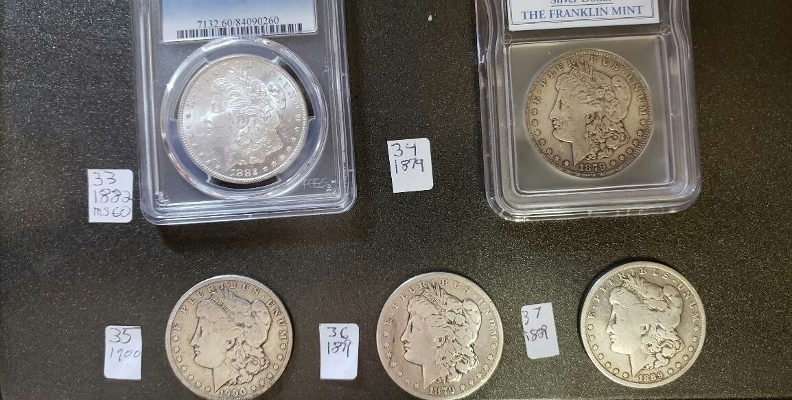 Page E Morgan Silver Dollars #33 - #37